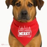 Merry Christmas Holiday Festive USA-Made Doggie Bandana thumb 1