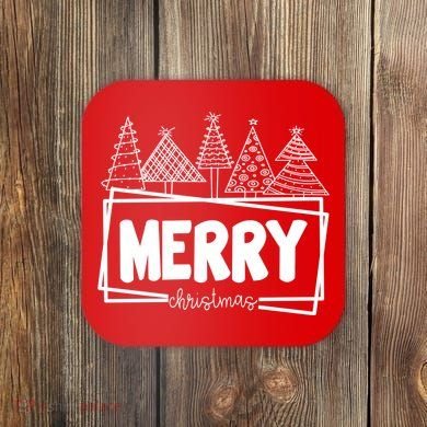 Merry Christmas Holiday Festive Coaster