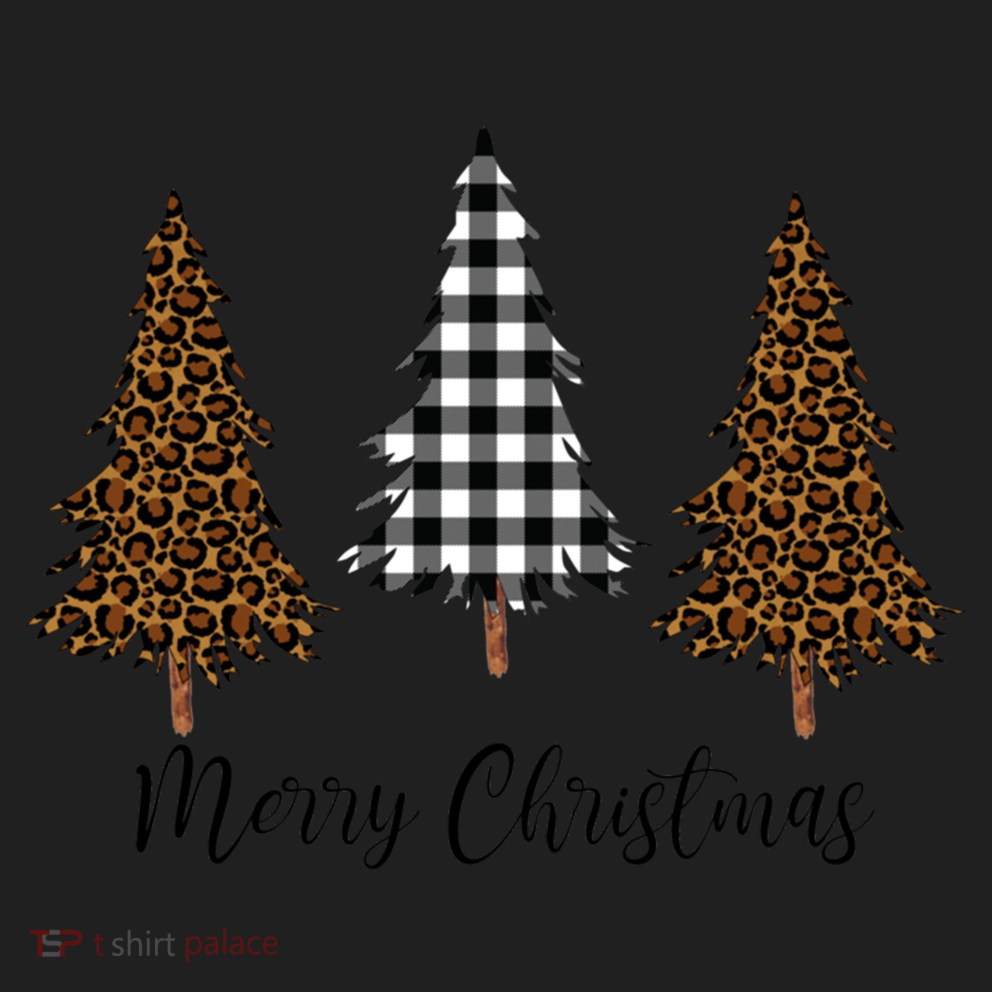 Merry Christmas Holiday Plaid Christmas Tree And Leopard Print Gift Women's Sweatshirt