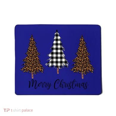 Merry Christmas Holiday Plaid Christmas Tree And Leopard Print Gift Mousepad