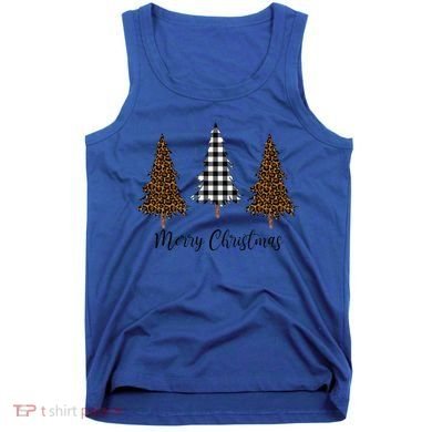 Merry Christmas Holiday Plaid Christmas Tree And Leopard Print Gift Tank Top