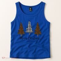 Merry Christmas Holiday Plaid Christmas Tree And Leopard Print Gift Tank Top thumb 2
