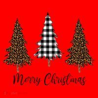 Merry Christmas Holiday Plaid Christmas Tree And Leopard Print Gift Santa Hat thumb 1