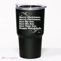 Merry Christmas Happy Hanukkah Funny Holiday Tumbler thumb 0