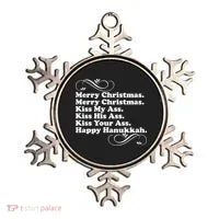 Merry Christmas Happy Hanukkah Funny Holiday Ornament thumb 0