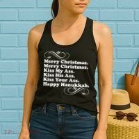 Merry Christmas Happy Hanukkah Funny Holiday Women's Tank Top thumb 2