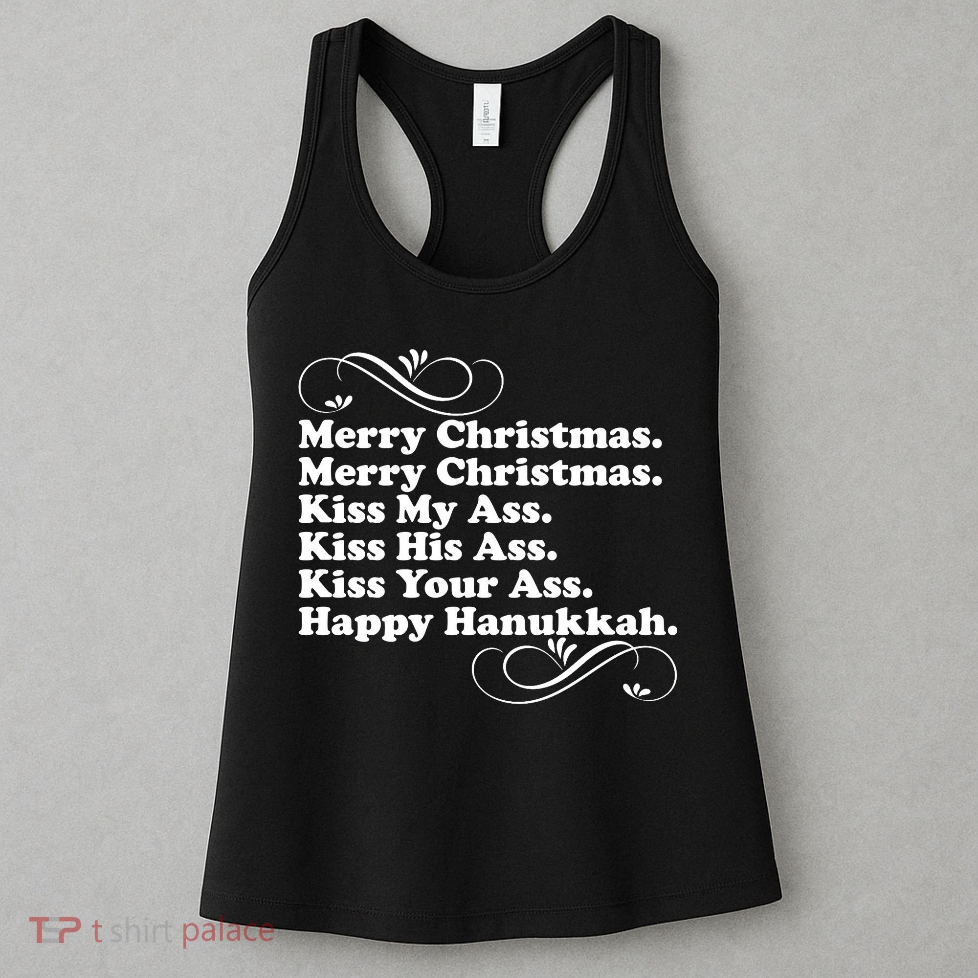 Merry Christmas Happy Hanukkah Funny Holiday Women's Tank Top