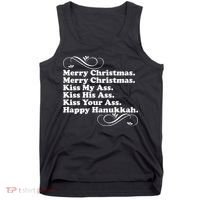 Merry Christmas Happy Hanukkah Funny Holiday Tank Top thumb 0