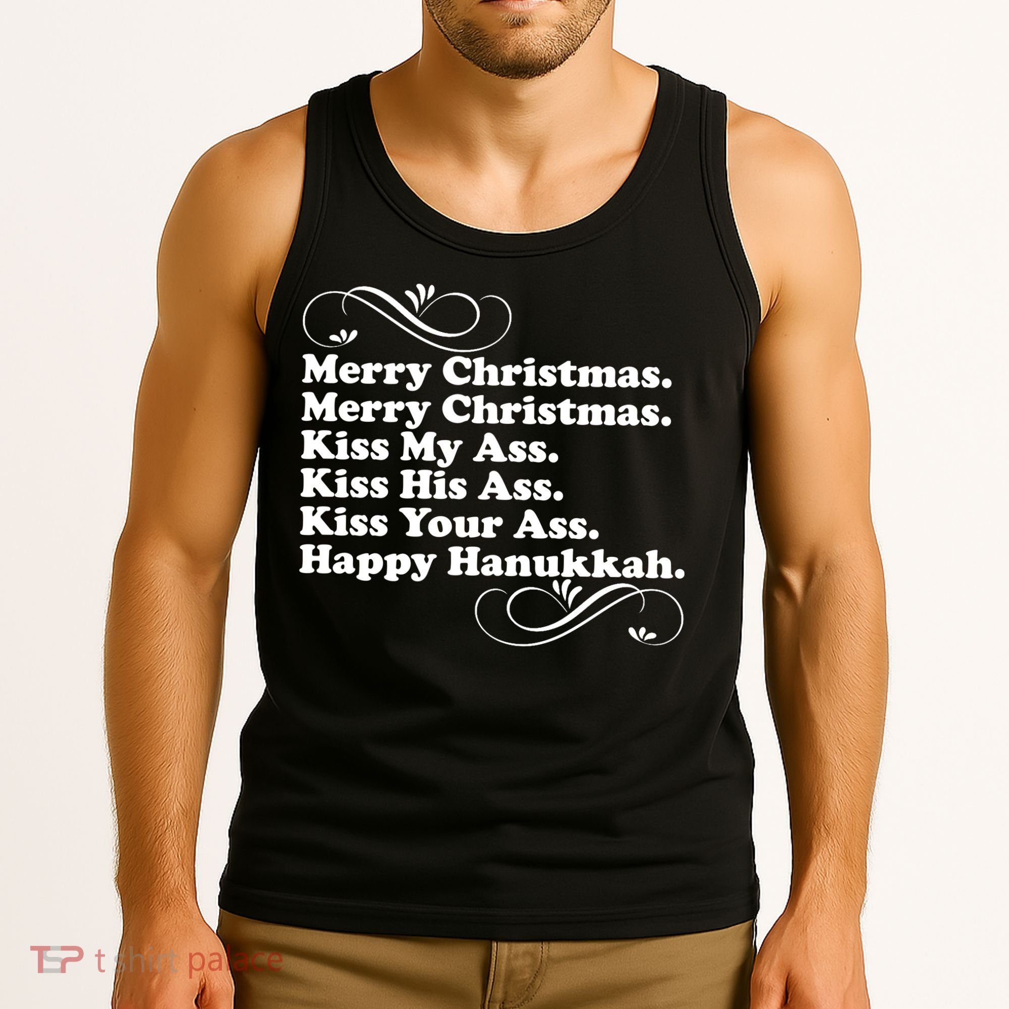 Merry Christmas Happy Hanukkah Funny Holiday Tank Top