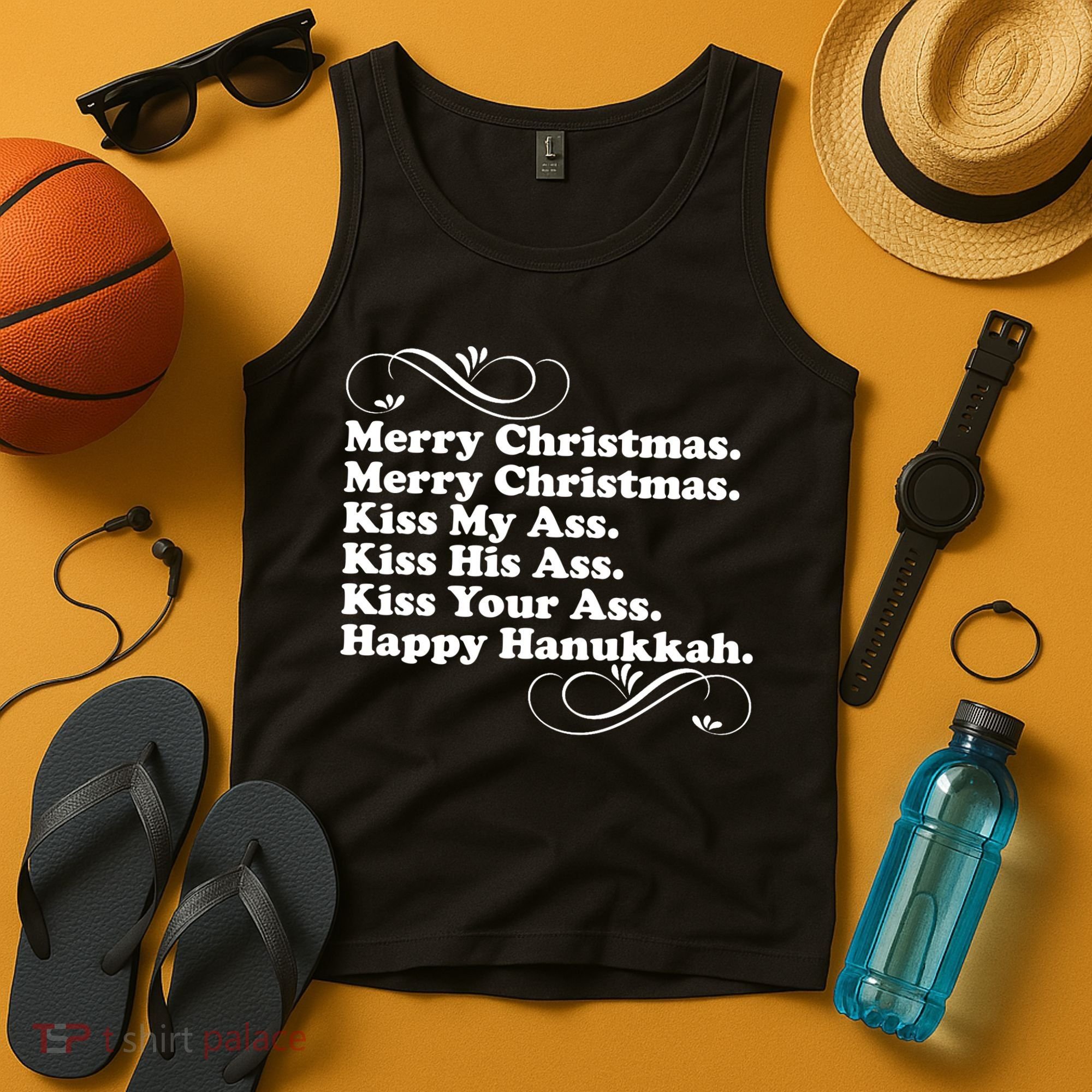 Merry Christmas Happy Hanukkah Funny Holiday Tank Top