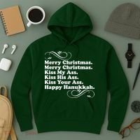 Merry Christmas Happy Hanukkah Funny Holiday Hoodie thumb 3