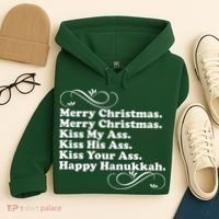 Merry Christmas Happy Hanukkah Funny Holiday Hoodie thumb 4