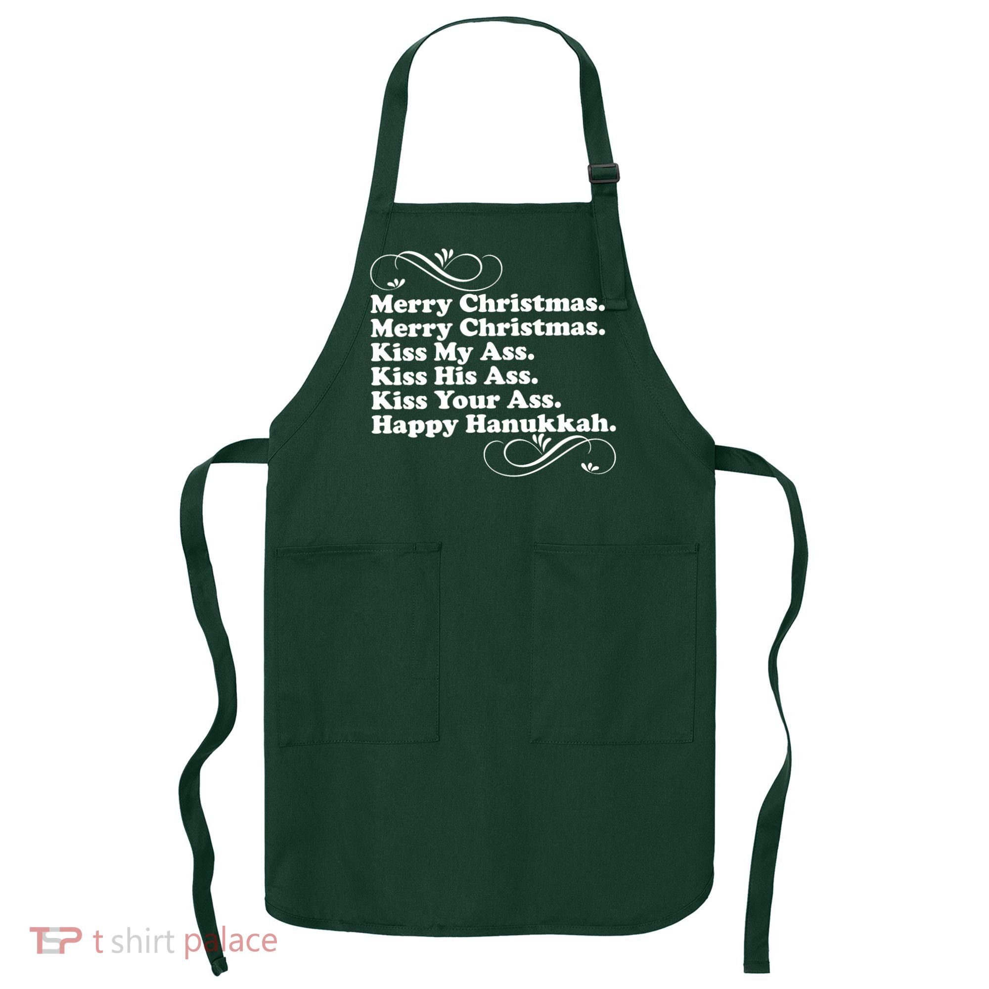 Merry Christmas Happy Hanukkah Funny Holiday Apron