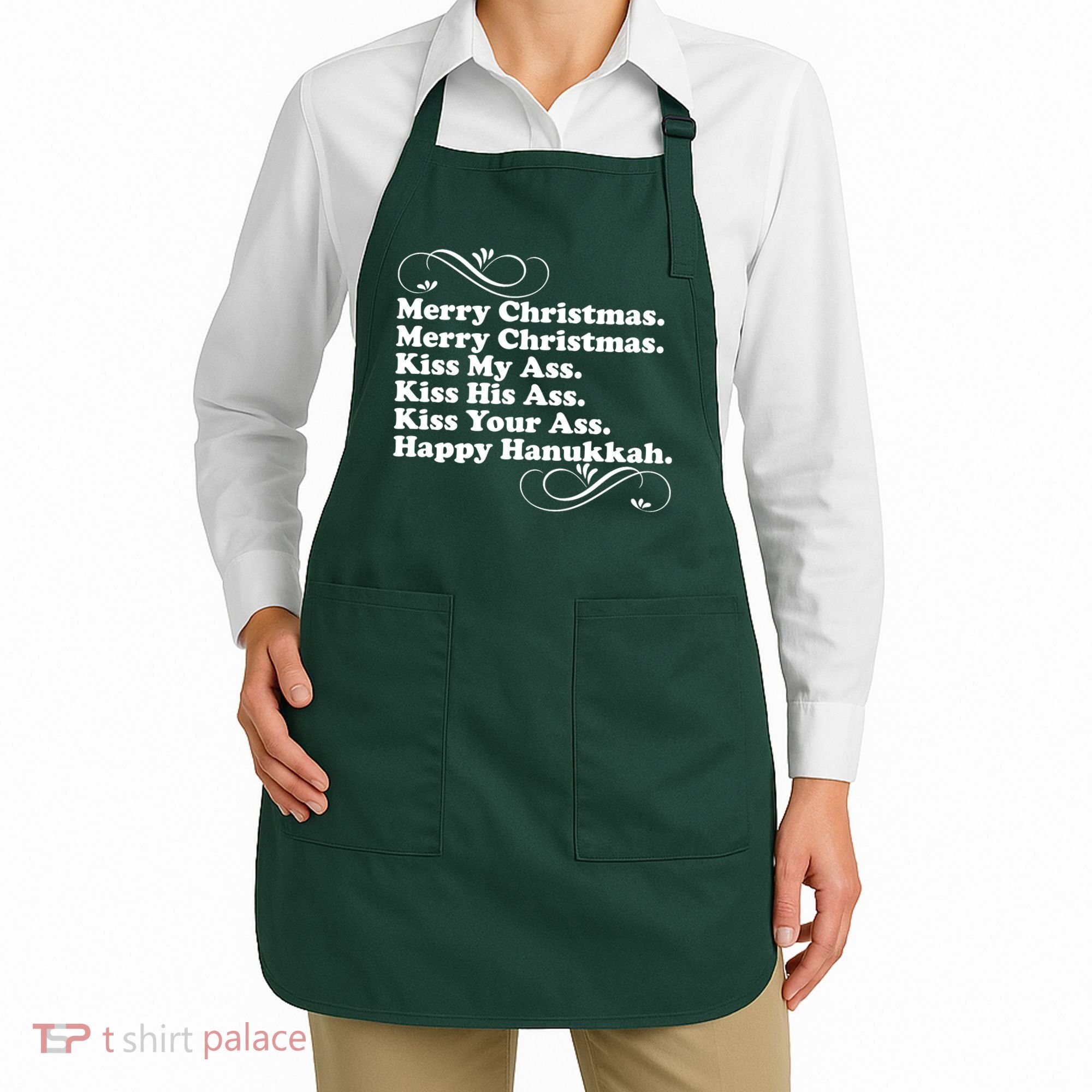 Merry Christmas Happy Hanukkah Funny Holiday Apron