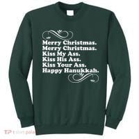 Merry Christmas Happy Hanukkah Funny Holiday Sweatshirt thumb 0