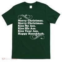 Merry Christmas Happy Hanukkah Funny Holiday T-Shirt thumb 0