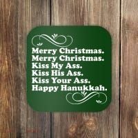 Merry Christmas Happy Hanukkah Funny Holiday Coaster thumb 0