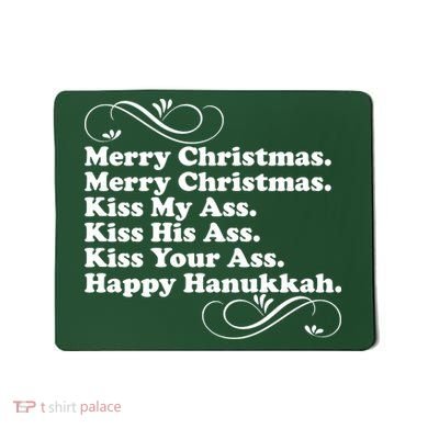 Merry Christmas Happy Hanukkah Funny Holiday Mousepad