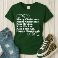 Merry Christmas Happy Hanukkah Funny Holiday Women's T-Shirt thumb 3
