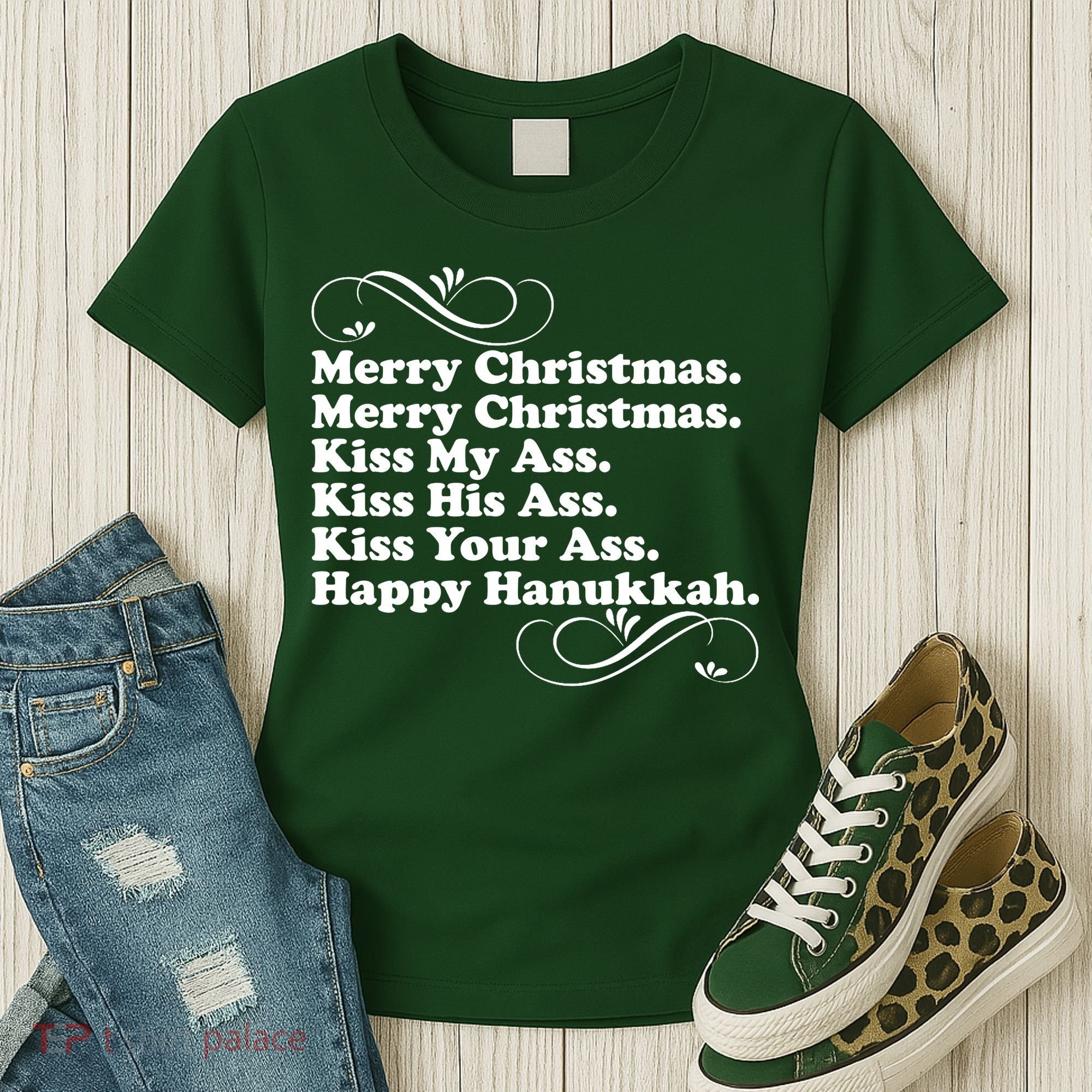 Merry Christmas Happy Hanukkah Funny Holiday Women's T-Shirt