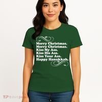 Merry Christmas Happy Hanukkah Funny Holiday Women's T-Shirt thumb 4
