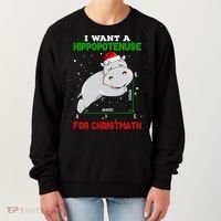 Math Christmas Hippo I Want A Hippopotenuse For Christmath Meaningful Gift Women's Sweatshirt thumb 0