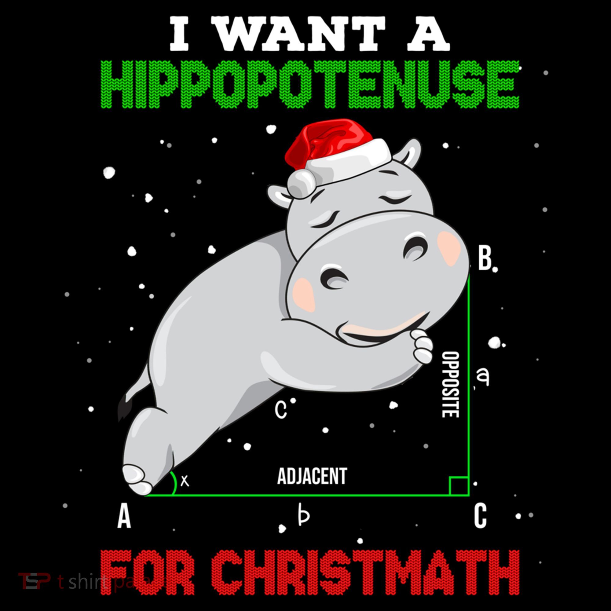 Math Christmas Hippo I Want A Hippopotenuse For Christmath Meaningful Gift Bucket Hat