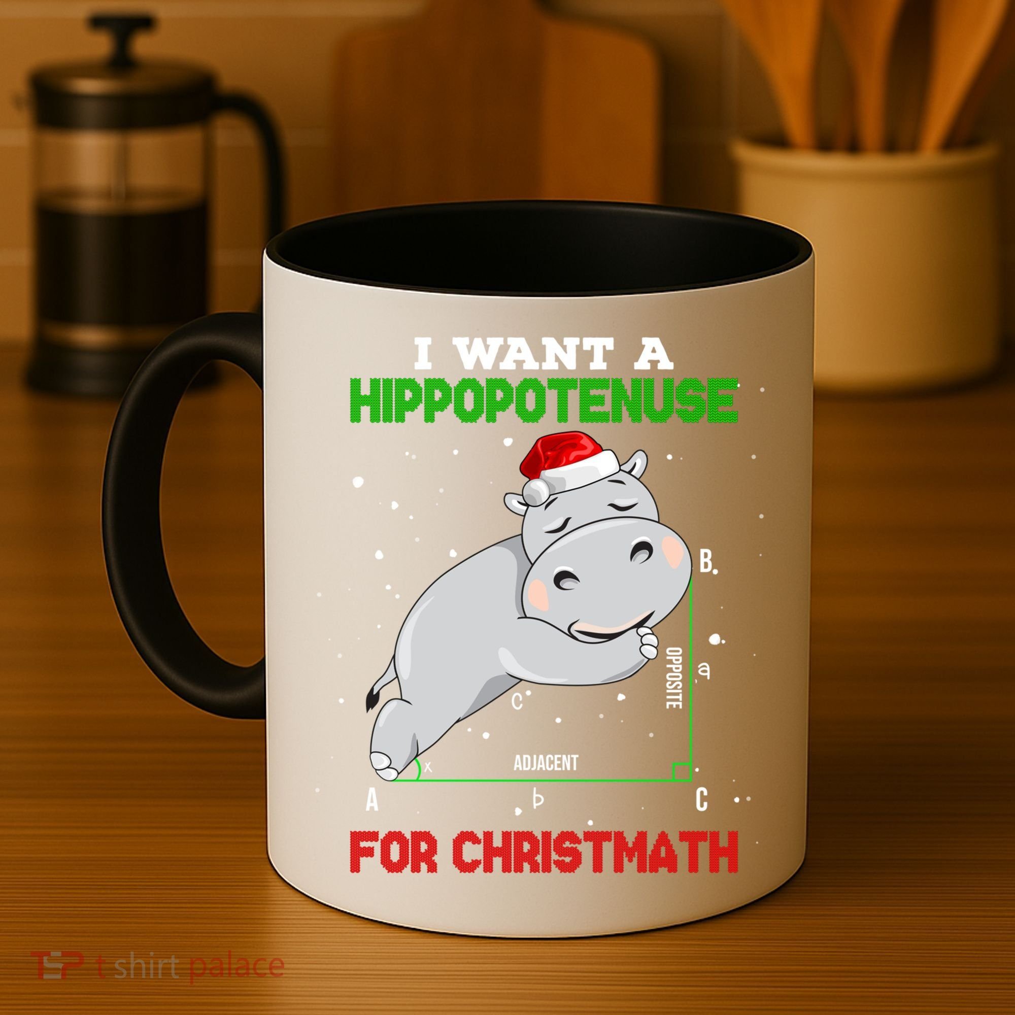Math Christmas Hippo I Want A Hippopotenuse For Christmath Meaningful Gift Coffee Mug