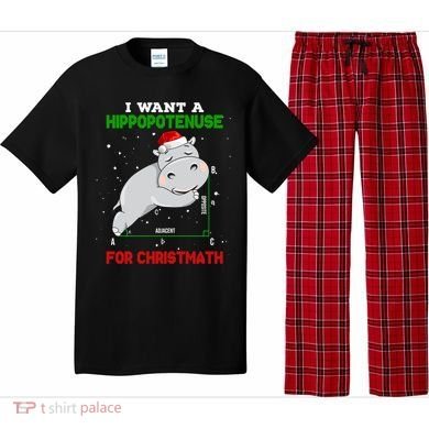 Math Christmas Hippo I Want A Hippopotenuse For Christmath Meaningful Gift Pajama Set