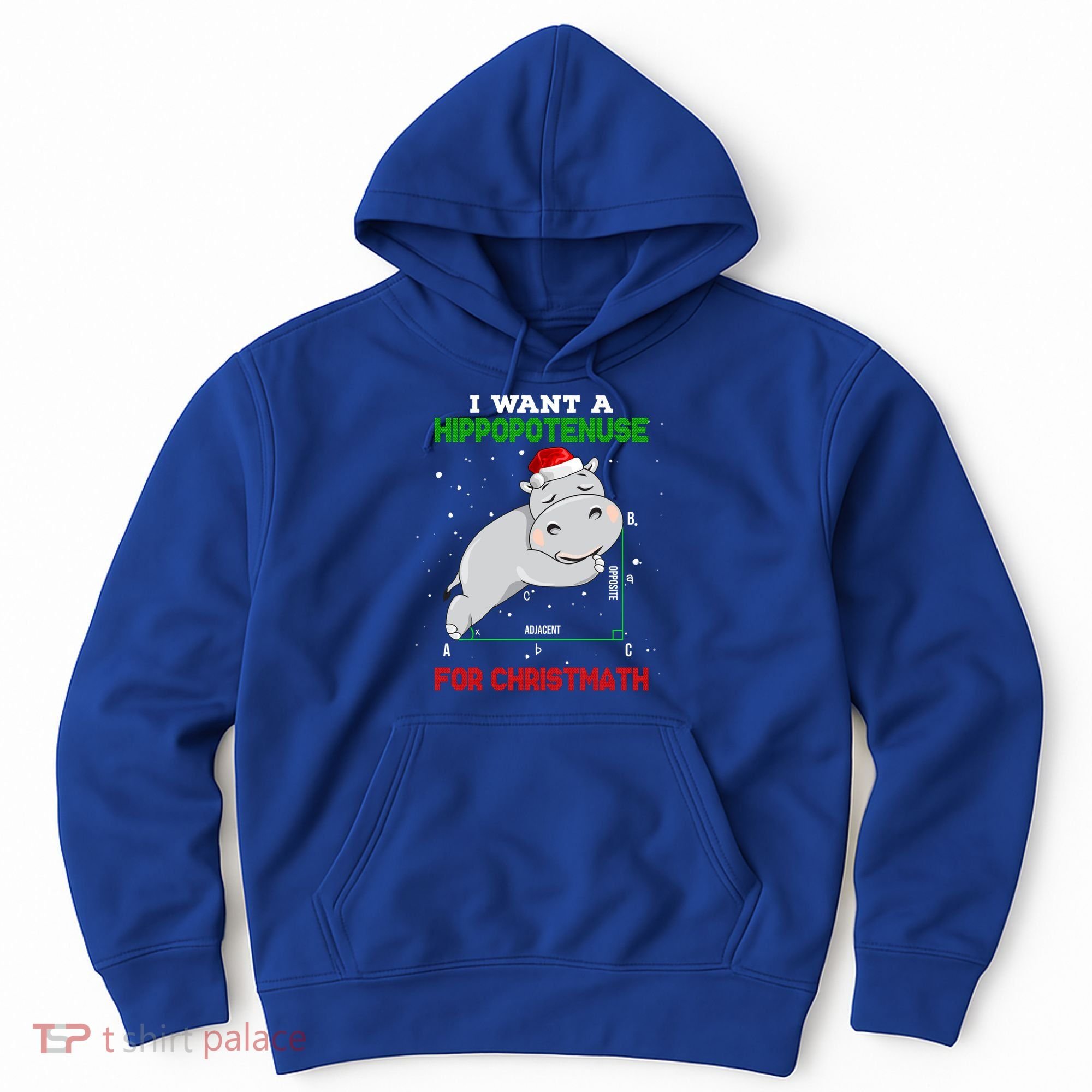 Math Christmas Hippo I Want A Hippopotenuse For Christmath Meaningful Gift Hoodie