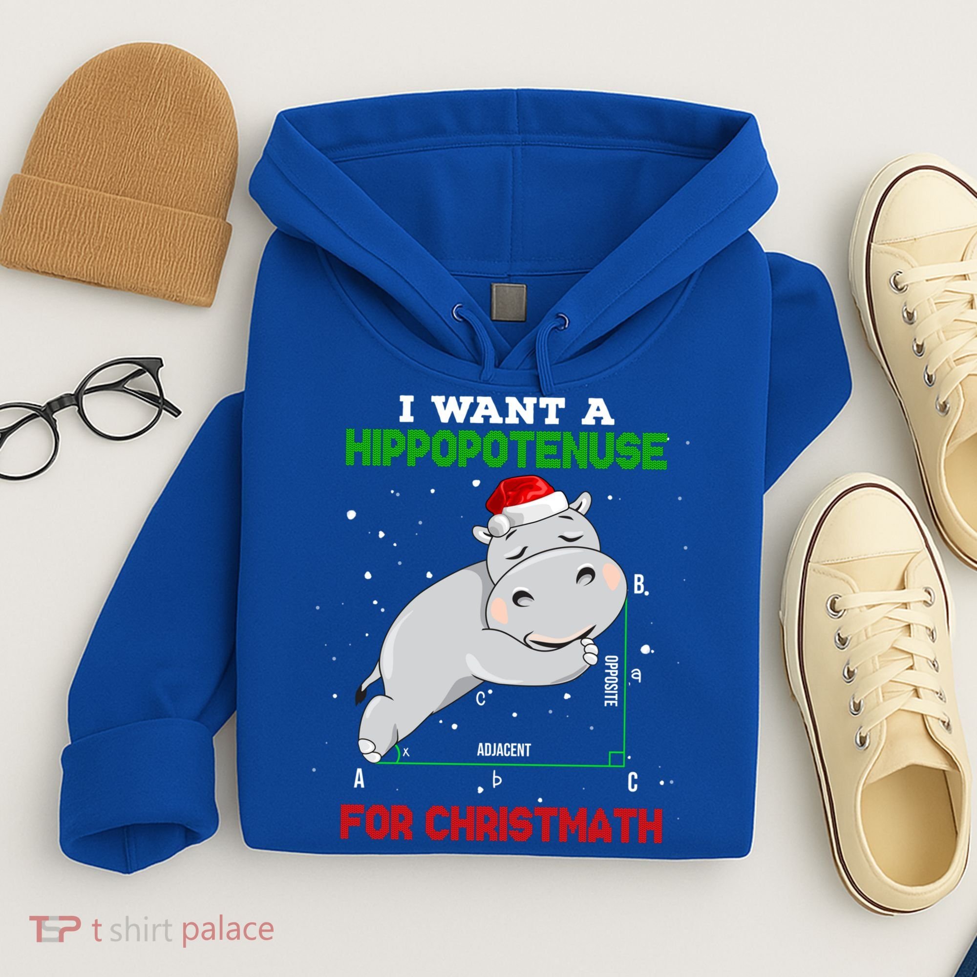 Math Christmas Hippo I Want A Hippopotenuse For Christmath Meaningful Gift Hoodie