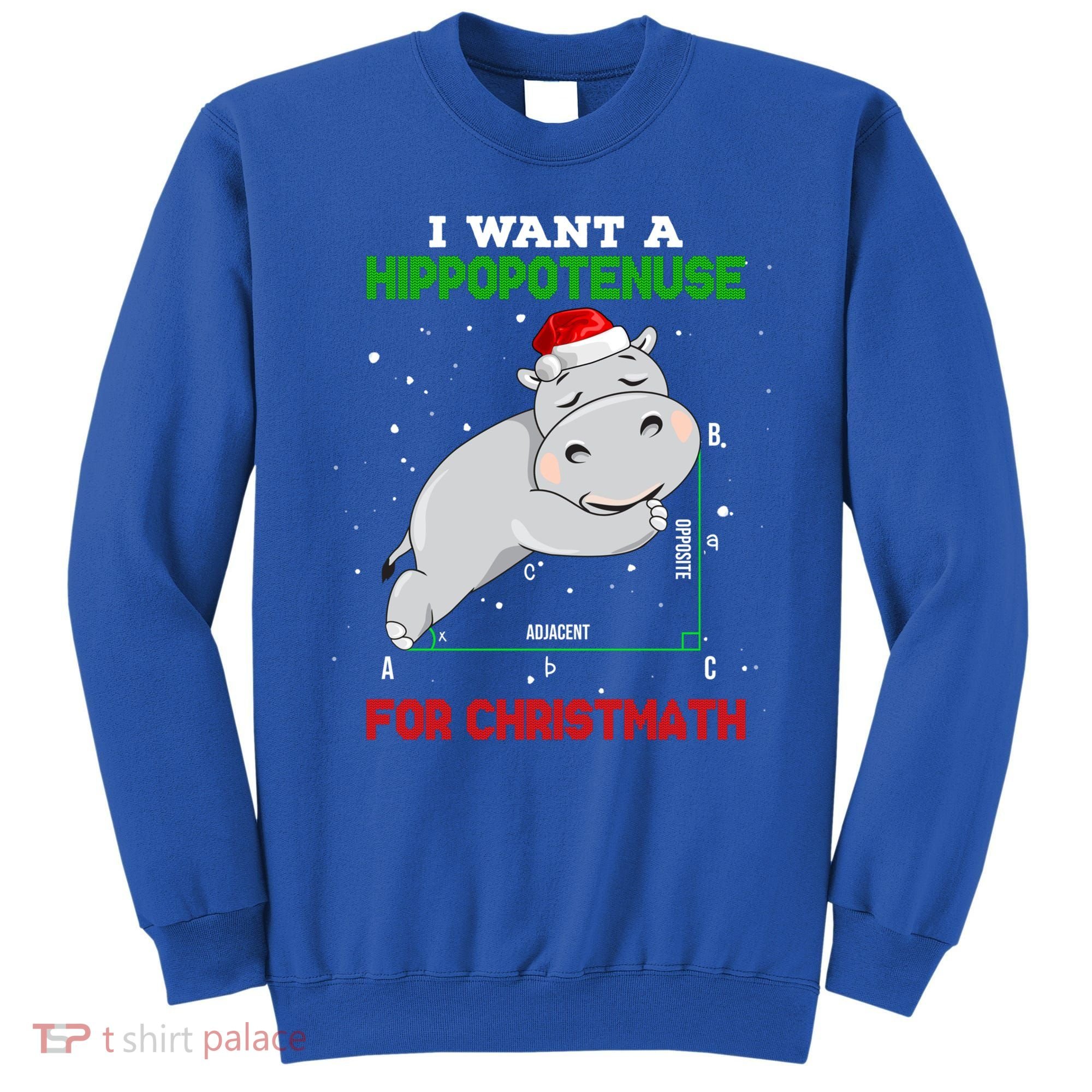 Math Christmas Hippo I Want A Hippopotenuse For Christmath Meaningful Gift Sweatshirt