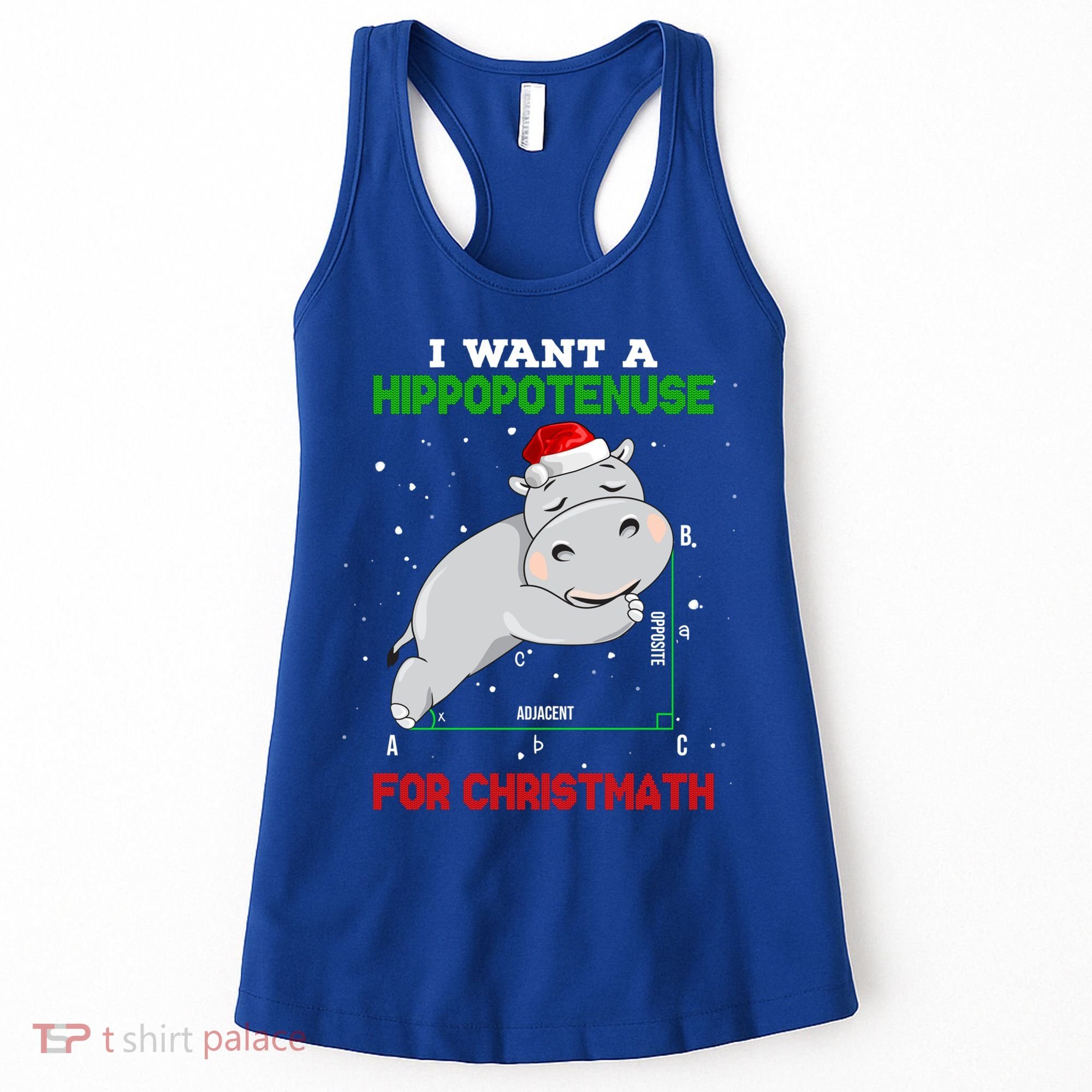 Math Christmas Hippo I Want A Hippopotenuse For Christmath Meaningful Gift Women's Tank Top