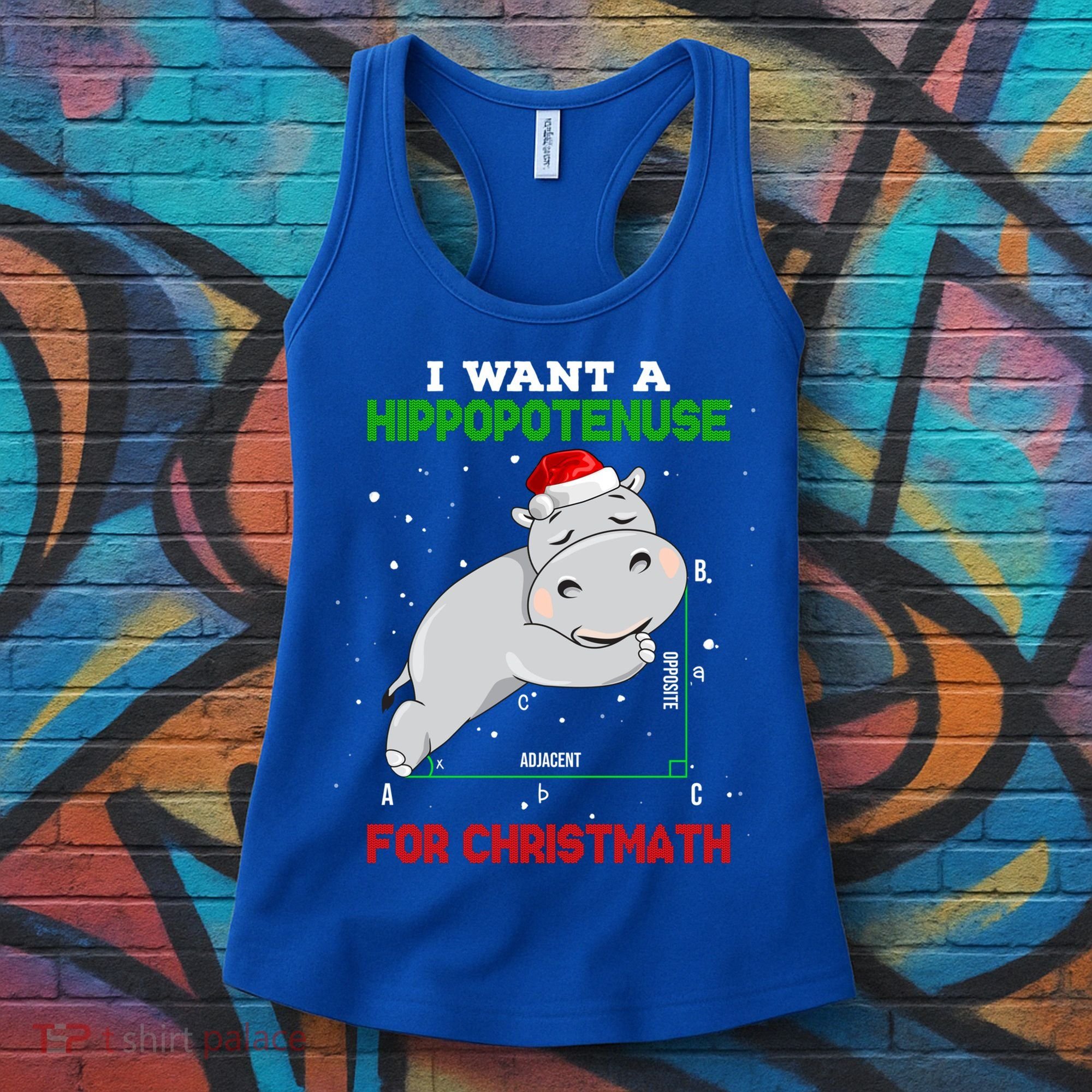 Math Christmas Hippo I Want A Hippopotenuse For Christmath Meaningful Gift Women's Tank Top