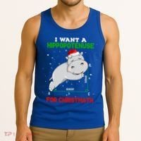 Math Christmas Hippo I Want A Hippopotenuse For Christmath Meaningful Gift Tank Top thumb 3