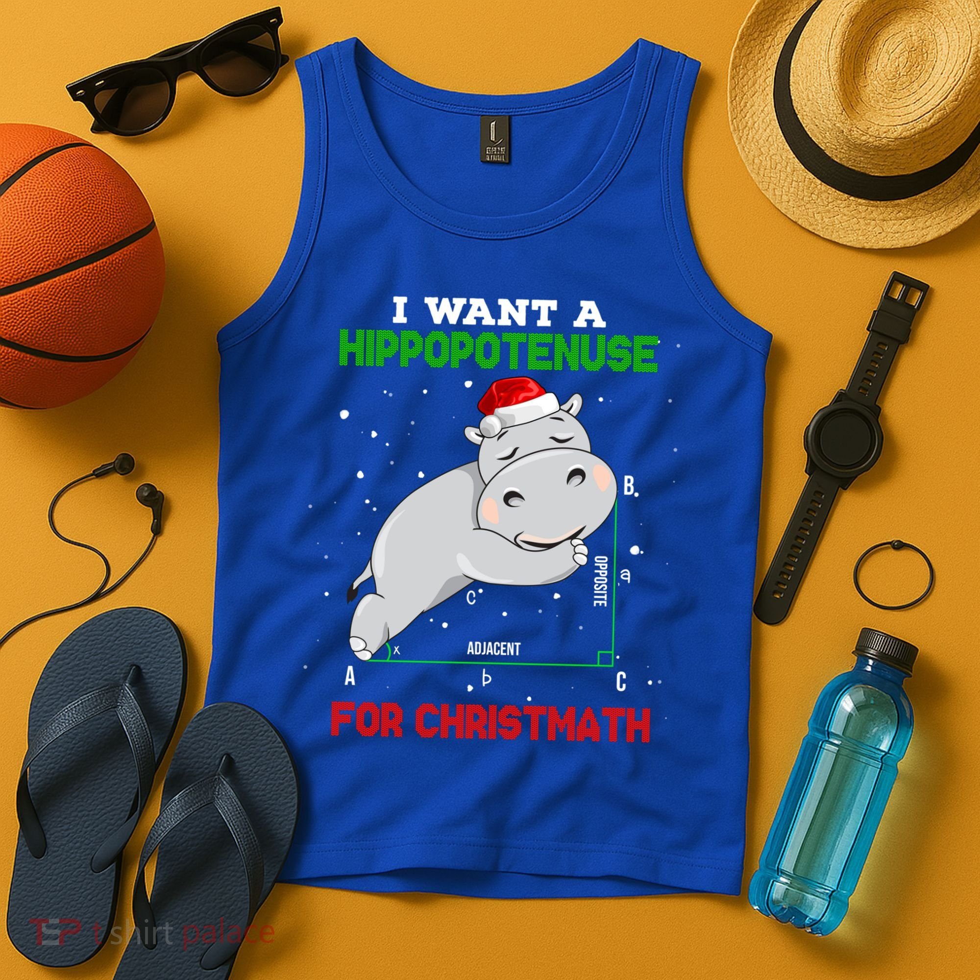Math Christmas Hippo I Want A Hippopotenuse For Christmath Meaningful Gift Tank Top