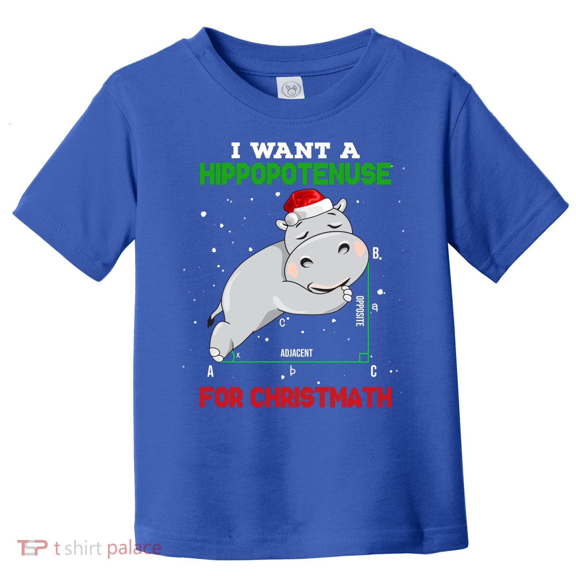 Math Christmas Hippo I Want A Hippopotenuse For Christmath Meaningful Gift Toddler T-Shirt