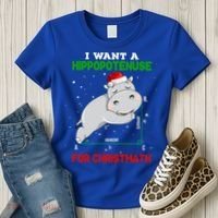 Math Christmas Hippo I Want A Hippopotenuse For Christmath Meaningful Gift Women's T-Shirt thumb 3