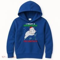 Math Christmas Hippo I Want A Hippopotenuse For Christmath Meaningful Gift Kids Hoodie thumb 0