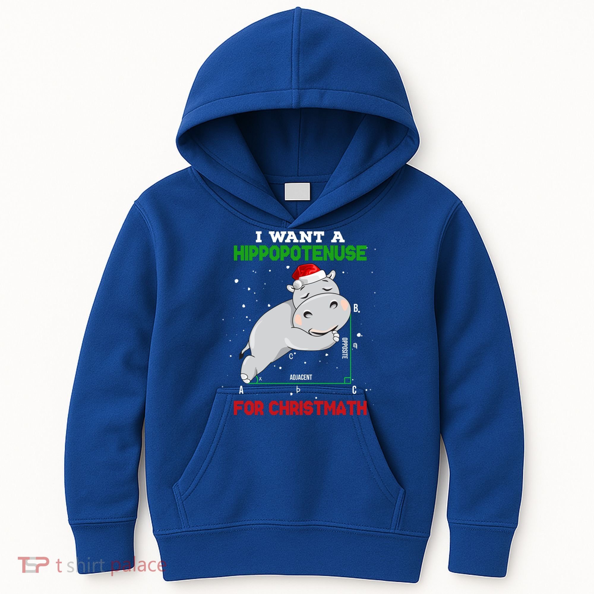 Math Christmas Hippo I Want A Hippopotenuse For Christmath Meaningful Gift Kids Hoodie