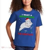 Math Christmas Hippo I Want A Hippopotenuse For Christmath Meaningful Gift Kids T-Shirt thumb 2