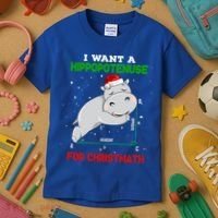 Math Christmas Hippo I Want A Hippopotenuse For Christmath Meaningful Gift Kids T-Shirt thumb 3