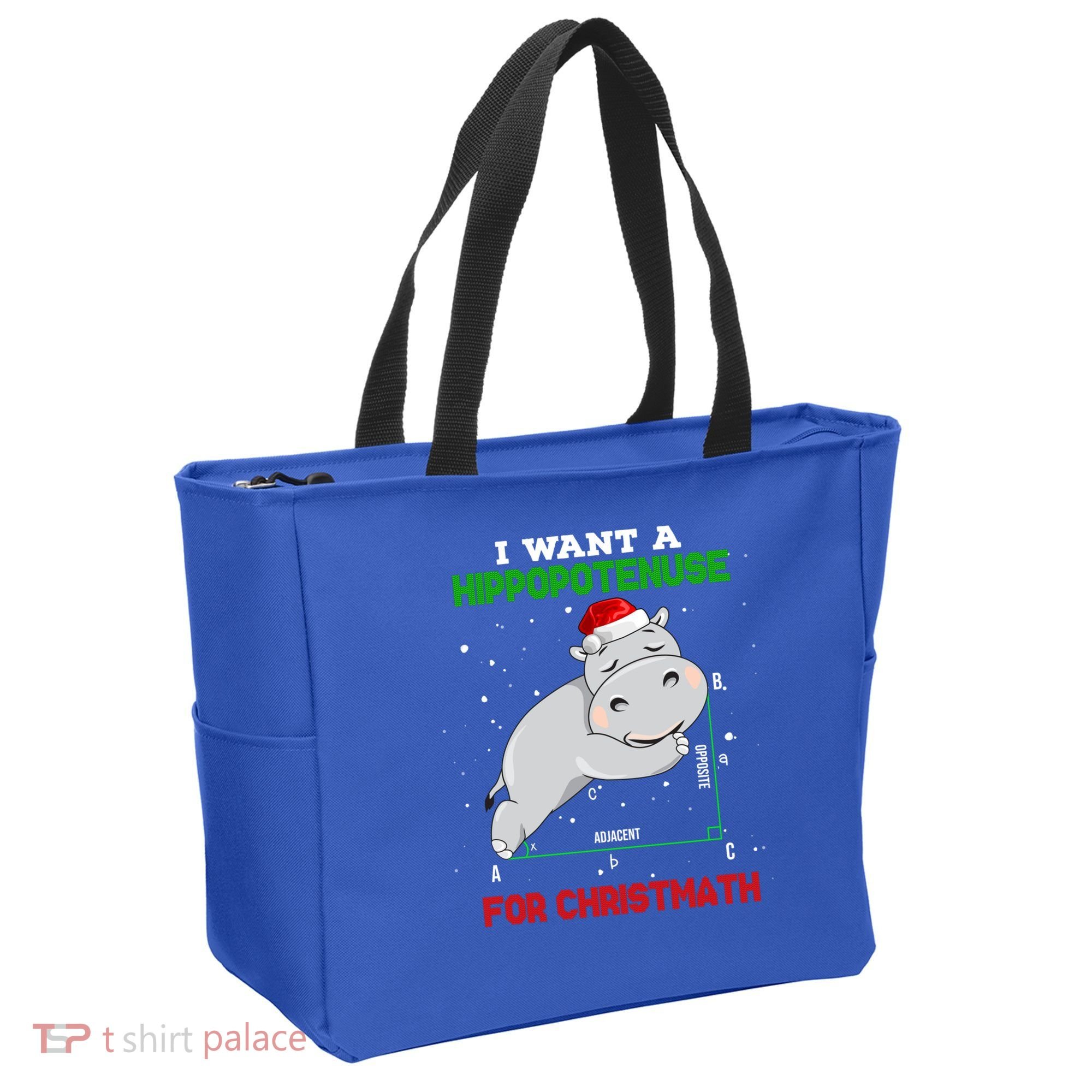 Math Christmas Hippo I Want A Hippopotenuse For Christmath Meaningful Gift Tote Bag