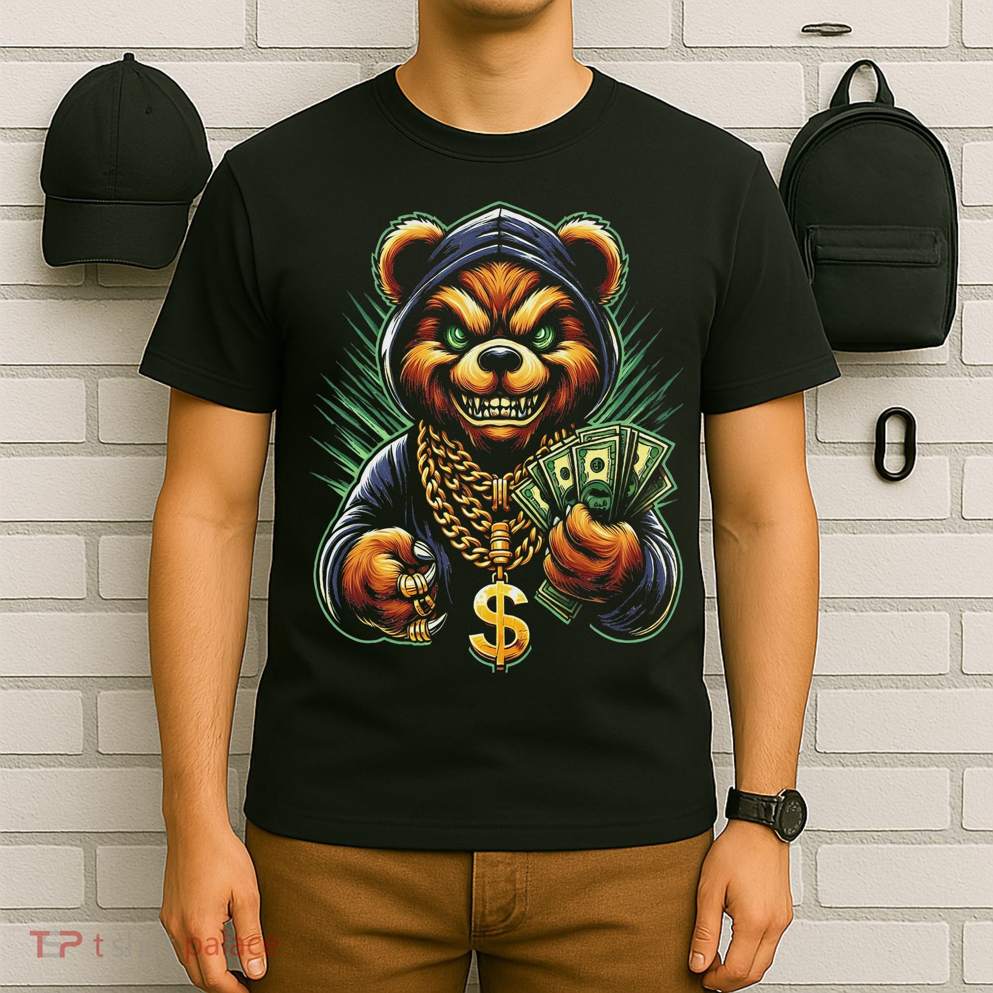 Money Calling Hip Hop Bear Teddy Gangster Rap Swag Dope T-Shirt