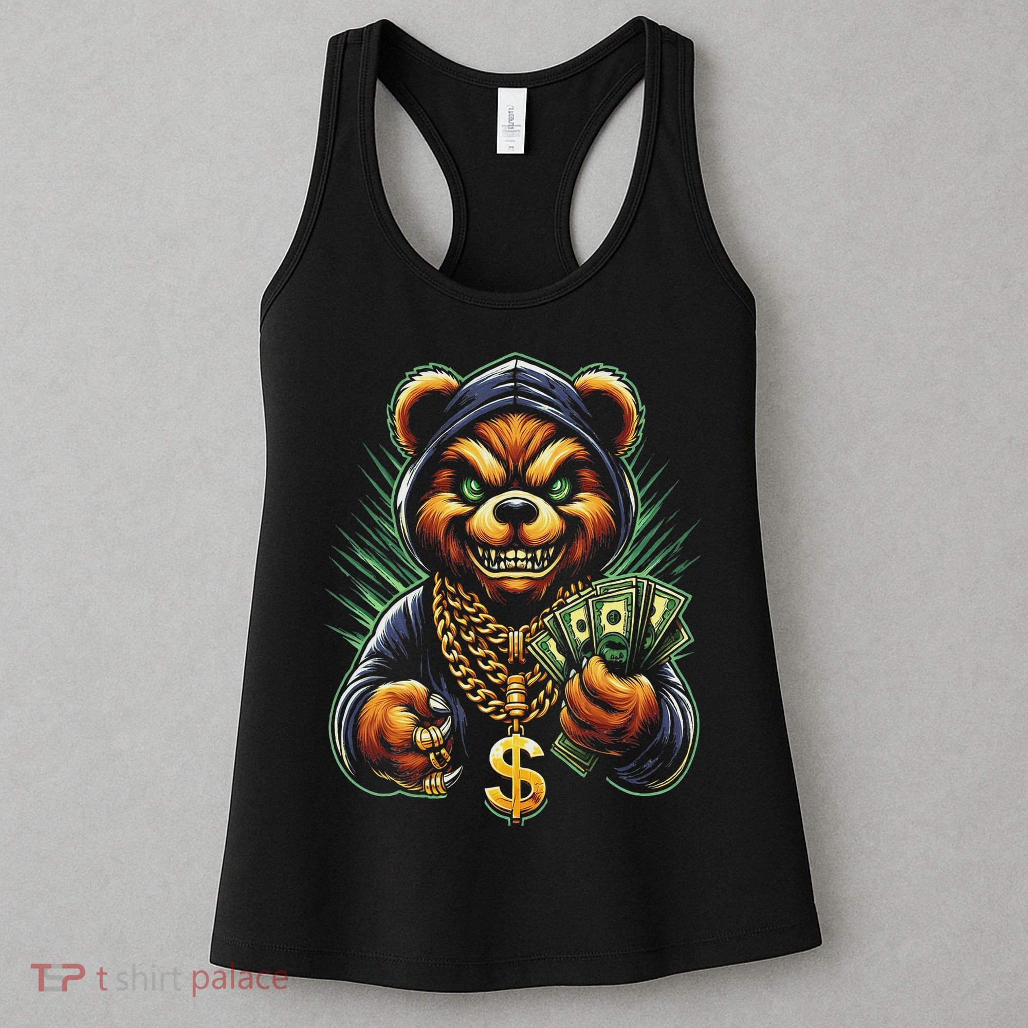 Money Calling Hip Hop Bear Teddy Gangster Rap Swag Dope Women's Tank Top