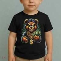 Money Calling Hip Hop Bear Teddy Gangster Rap Swag Dope Toddler T-Shirt thumb 2