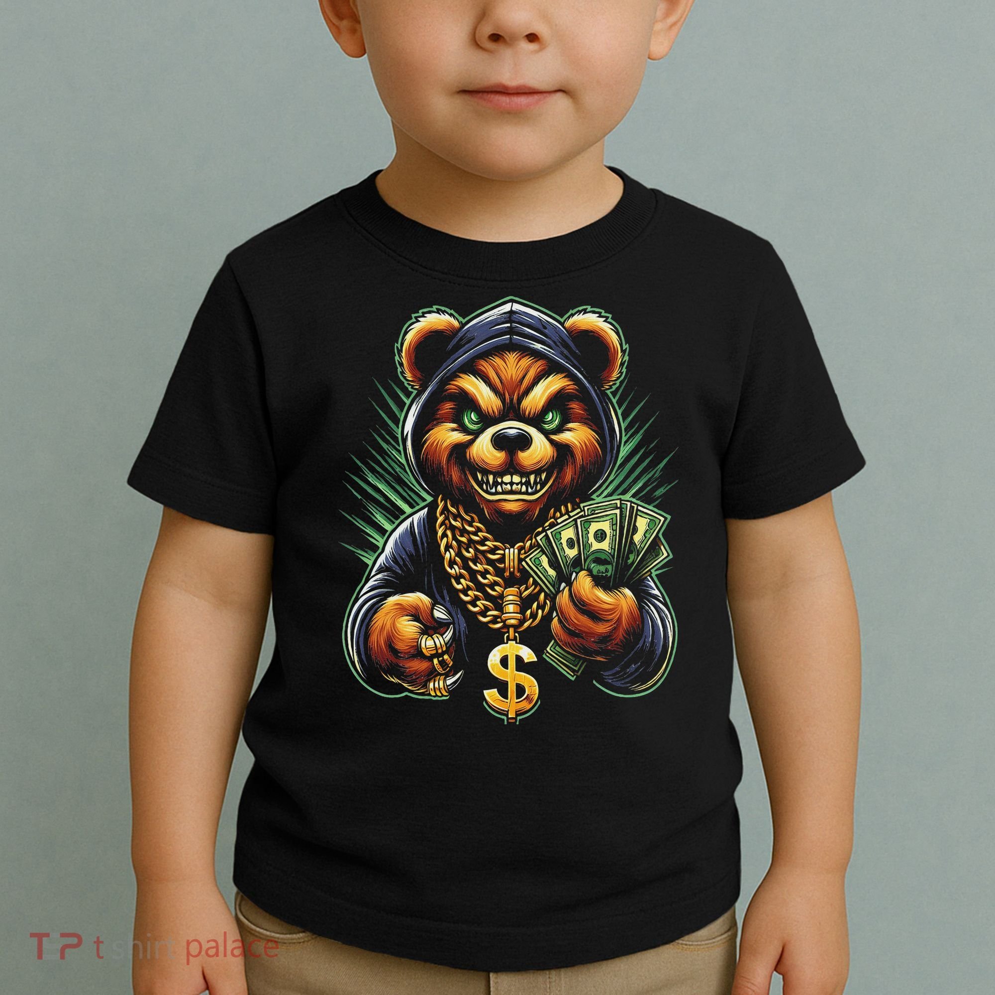Money Calling Hip Hop Bear Teddy Gangster Rap Swag Dope Toddler T-Shirt
