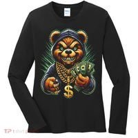 Money Calling Hip Hop Bear Teddy Gangster Rap Swag Dope Women's Long Sleeve Shirt thumb 0