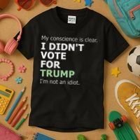 My Conscience Is Clear I DidnT Vote For Trump Kids T-Shirt thumb 3