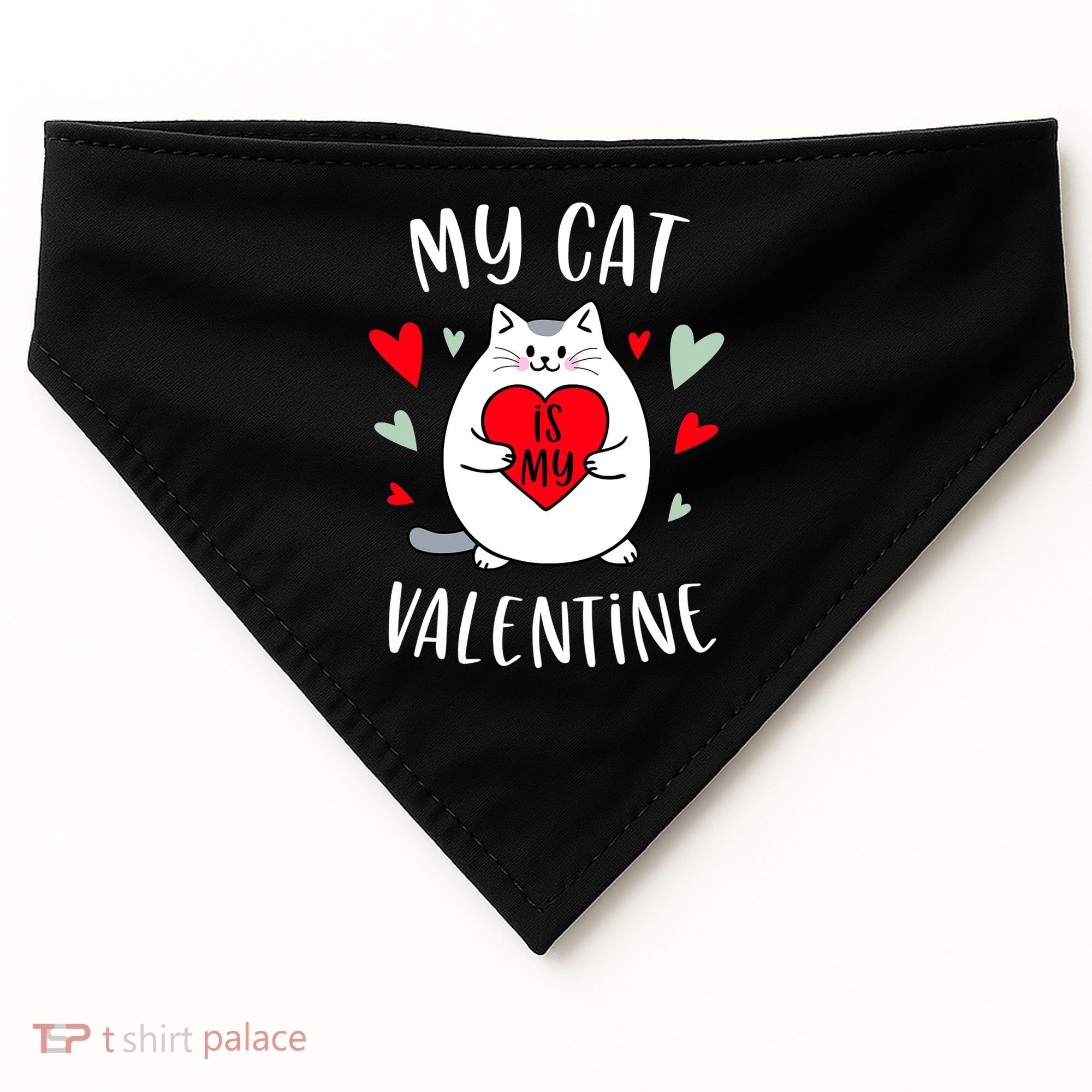 My Cat Is My Valentine Kitten Lover Heart Valentines Day USA-Made Doggie Bandana